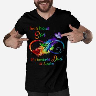 Im A Proud Son Of A Wonderful Dad In Heaven Men V-Neck Tshirt - Monsterry UK