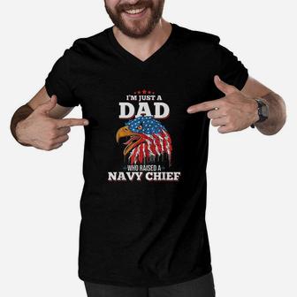 Im Just A Dad Who Raised A Navy Chief Navy Chiefs Men V-Neck Tshirt | Crazezy