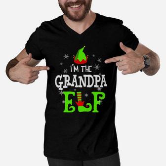 I'm The Grandpa Elf Funny Group Matching Family Xmas Celebrate Men V-Neck Tshirt - Monsterry