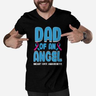 Infant Loss Daddies Pregnancy Baby Miscarriage Men V-Neck Tshirt - Monsterry
