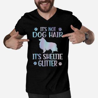 It's Not Dog Hair | Sheltie Mom Shetland Sheepdog Dad Men V-Neck Tshirt | Crazezy AU