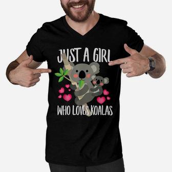 Just A Girl Who Loves Koalas, Bear Lover Dad Mom Funny Men V-Neck Tshirt | Crazezy CA