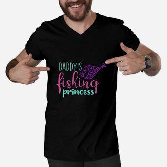 Kids Daddys Fishing Princess Men V-Neck Tshirt | Crazezy CA