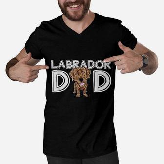 Labrador Dad Chocolate Lab Gift Fathers Day Labrador Men V-Neck Tshirt | Crazezy AU
