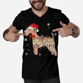 Lakeland Terrier Dog Christmas Light Xmas Mom Dad Gifts Sweatshirt Men V-Neck Tshirt | Crazezy