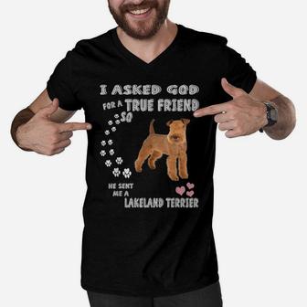 Lakies Dogs Quote Mom Dog Dad Costume, Cute Lakeland Terrier Men V-Neck Tshirt | Crazezy DE