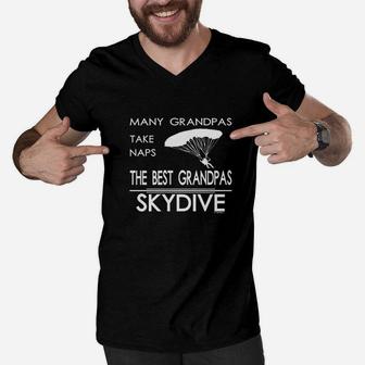 Many Grandpas Take Naps The Best Grandpas Skydive Men V-Neck Tshirt | Crazezy
