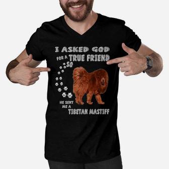 Mastiff Lion Dog Quote Mom, Mastiff Dad Art, Tibetan Mastiff Men V-Neck Tshirt | Crazezy UK