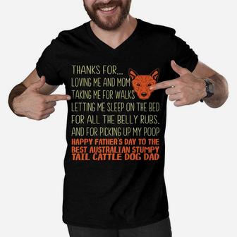 Mens Australian Stumpy Tail Cattle Dog Dad Father's Day Gift Men V-Neck Tshirt | Crazezy