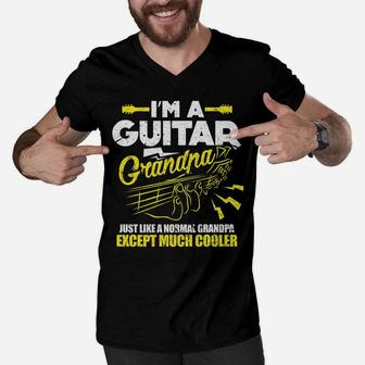 Mens Bass Guitar Guitarist Grandfather Funny I'm A Guitar Grandpa Men V-Neck Tshirt | Crazezy