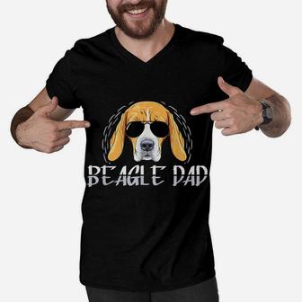 Mens Beagle Dad | Dog Owner Beagles Dog Dad Beagle Men V-Neck Tshirt | Crazezy