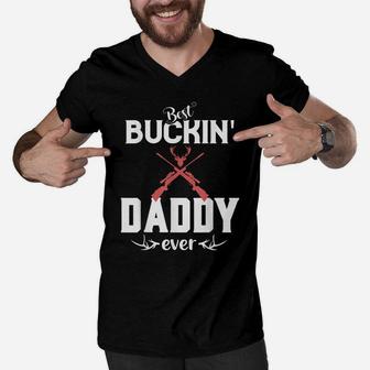 Mens Best Buckin' Daddy Ever Shirt Deer Hunter Gifts Fathers Day Men V-Neck Tshirt | Crazezy CA