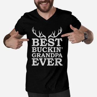Mens Best Buckin' Grandpa Ever Hunting Men V-Neck Tshirt | Crazezy DE