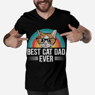 Mens Best Cad Dad Ever For A Cat Daddy Cat Lovers Men V-Neck Tshirt | Crazezy