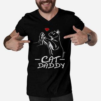Mens Best Cat Dad Ever Daddy Funny Cat Daddy Father Day Gift Men V-Neck Tshirt | Crazezy CA