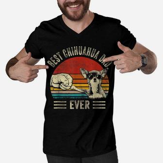 Mens Best Chihuahua Dad Ever Bump Funny Dog Dad Father's Day Men V-Neck Tshirt | Crazezy AU