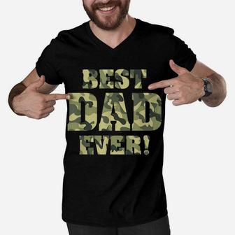 Mens Best Dad Ever Camo Father's Day Special Greatest Dad Hunting Men V-Neck Tshirt | Crazezy UK