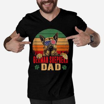 Mens Best German Shepherd Dad Father's Day Shirt Dog Lover Men V-Neck Tshirt | Crazezy