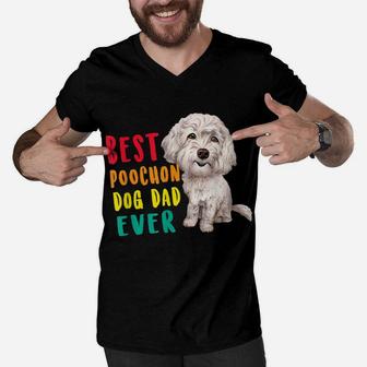 Mens Best Poochon Dog Dad Ever Fathers Day Funny Cute Men V-Neck Tshirt | Crazezy