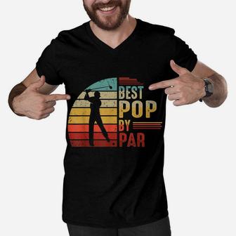 Mens Best Pop By Par Golf Lover Tshirt Fathers Day Gifts For Dad Men V-Neck Tshirt | Crazezy