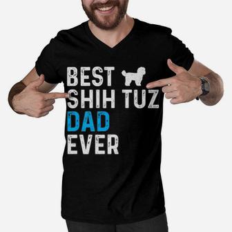 Mens Best Shih Tuz Dad Ever Dog Dad Pet Owner Shih Tuz Daddy Men V-Neck Tshirt | Crazezy DE