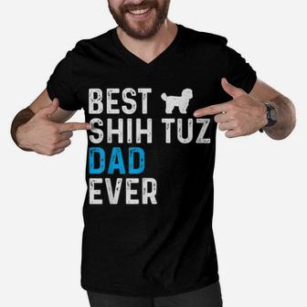 Mens Best Shih Tuz Dad Ever Dog Dad Pet Owner Shih Tuz Daddy Men V-Neck Tshirt | Crazezy AU