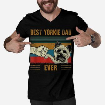 Mens Best Yorkshire Terrier Dog Dad Father's Day Shirt For Dad Men V-Neck Tshirt | Crazezy