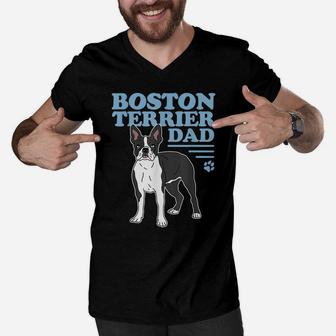 Mens Boston Terrier Dad Dog Owner Boston Terrier Men V-Neck Tshirt | Crazezy CA
