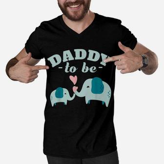 Mens Boy Elephant Baby Shower Dad To Be Men V-Neck Tshirt | Crazezy