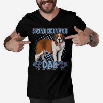 Mens Boys Saint Bernard Dad Dog Owner Quote St Bernard Men V-Neck Tshirt | Crazezy UK