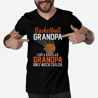 Mens Cool Mens Basketball Grandpa - Funny Basketball Grandfather Men V-Neck Tshirt | Crazezy