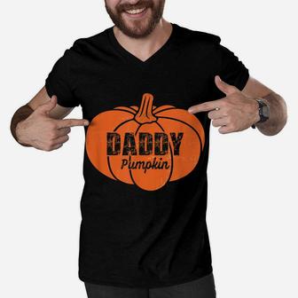 Mens Daddy Pumpkin Matching Family Thanksgiving Costume Dad Gift Men V-Neck Tshirt | Crazezy