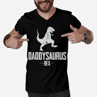 Mens Daddysaurus Rex Daddy Saurus Father's Day Birthday Dad Gifts Men V-Neck Tshirt | Crazezy UK