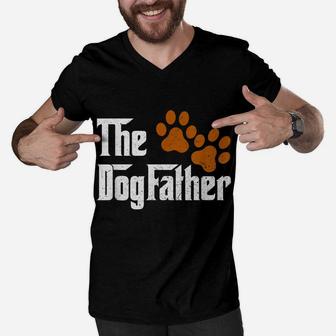 Mens Dog-Father Funny Dad Daddy Papa Pops Fathers Day Gift Idea Men V-Neck Tshirt | Crazezy UK