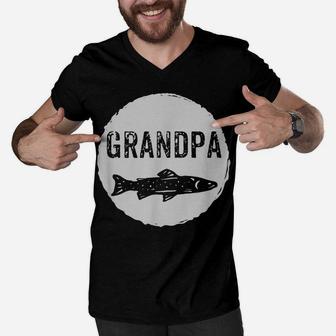Mens Father's Day Fishing Gift For Grandpas Fish Graphic Men V-Neck Tshirt | Crazezy DE