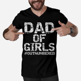Mens Father's Day Gift From Daughters Dad Of Girls Outnumbered Men V-Neck Tshirt | Crazezy UK