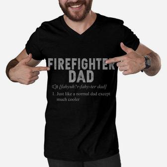 Mens Firefighter Dad Definition Noun Funny Firefighter T Shirt Men V-Neck Tshirt | Crazezy