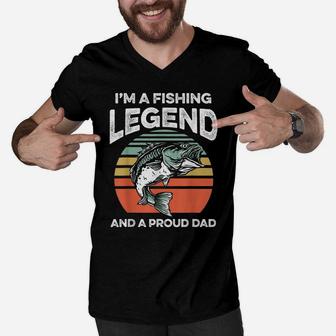 Mens Fishing Legend And A Proud Dad Funny Men V-Neck Tshirt | Crazezy DE