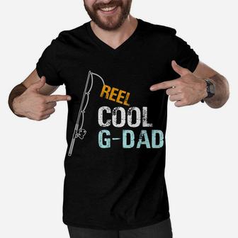 Mens Gift From Granddaughter Grandson Reel Cool G-Dad Men V-Neck Tshirt | Crazezy