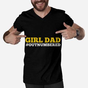 Mens Girl Dad Outnumbered Father's Day Gift For Dad Of Girls Men V-Neck Tshirt | Crazezy