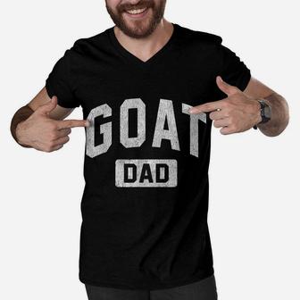 Mens Goat Dad GOAT Gym Workout Father's Day Gift Men V-Neck Tshirt | Crazezy