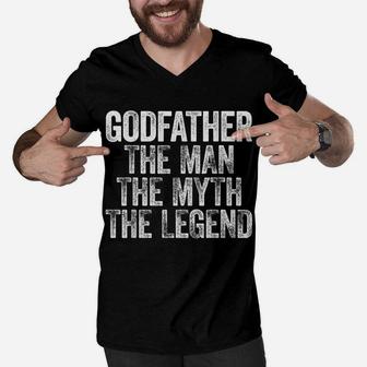 Mens Godfather The Man The Myth The Legend Men V-Neck Tshirt | Crazezy UK