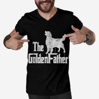 Mens Golden Retriever Dog Father Funny Doggie Puppy Daddy Dada Men V-Neck Tshirt | Crazezy UK