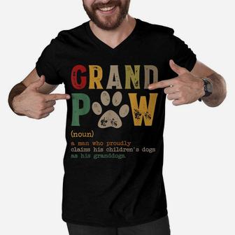 Mens Grand Paw Grandpa Dog Dad Definition Pawpa Father's Day Men V-Neck Tshirt | Crazezy CA