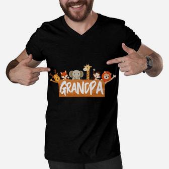 Mens Grandpa Zoo Birthday Shirt Family Costume Party Theme Men V-Neck Tshirt | Crazezy UK