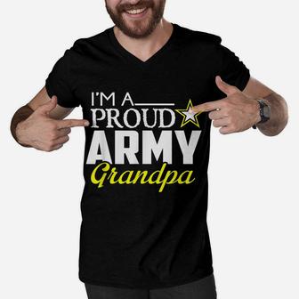 Mens I'm A Proud Army Grandpa T Shirt - Military Grandpa Tee Men V-Neck Tshirt | Crazezy