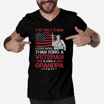 Mens Is Being A Granpa Veteran Cool Gift For Grandpas Men V-Neck Tshirt | Crazezy AU