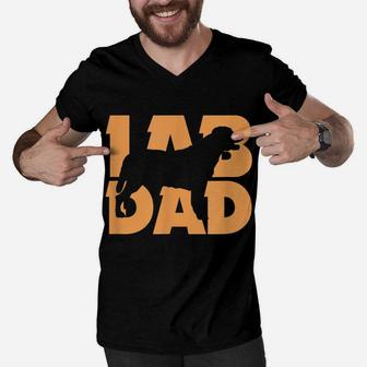 Mens Lab Dad Labrador Retriever Dog Dad Daddy Father's Day Men V-Neck Tshirt | Crazezy
