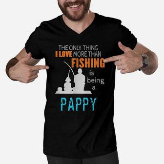 Mens More Than Love Fishing Pappy Special Grandpa Men V-Neck Tshirt | Crazezy