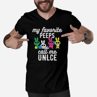 Mens My Favorite Peeps Call Me Uncle Gift Bunny Men V-Neck Tshirt - Seseable